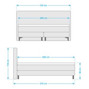 Lit boxspring Almade Tissu - Gris clair - 200 x 200cm