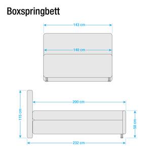 Boxspringbett Amadeo Kunstleder Kunstleder - Braun / Ziernaht Beige - 140 x 200cm - H2