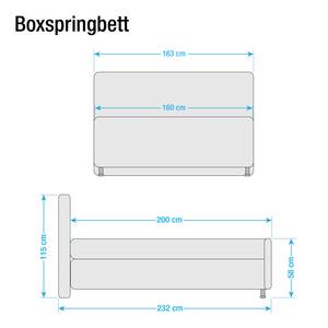 Boxspringbett Amadeo Kunstleder Kunstleder - Schwarz / Ziernaht Weiß - 160 x 200cm - H3