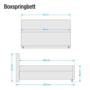 Boxspringbett Amadeo Kunstleder Kunstleder - Schwarz / Ziernaht Weiß - 180 x 200cm - H3