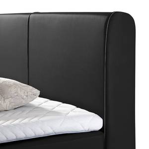 Boxspringbett Amadeo Kunstleder Schwarz / Ziernaht Weiß - 140 x 200cm - H3