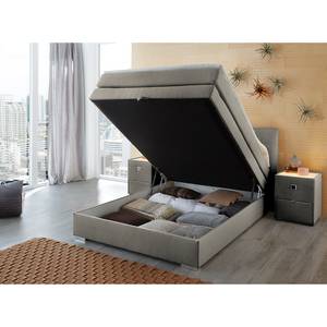 Lit boxspring Amelie Avec coffre de lit Tissu - Gris minéral