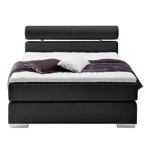 Lit boxspring Anello Imitation cuir - Noir - 180 x 200cm - D2 souple