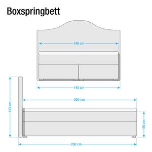 Boxspringbett Ansmark Strukturstoff - Braun - 140 x 200cm - Tonnentaschenfederkernmatratze - H2