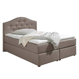 Boxspringbett Ansmark Strukturstoff - Taupe - 140 x 200cm - Tonnentaschenfederkernmatratze - H2