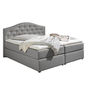 Boxspringbett Ansmark Strukturstoff - Grau - 180 x 200cm - Tonnentaschenfederkernmatratze - H3