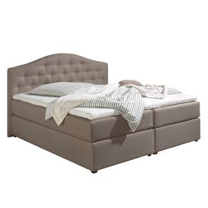 Boxspringbett Ansmark Strukturstoff - Taupe - 180 x 200cm - Kaltschaummatratze - H2