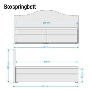 Boxspringbett Ansmark Strukturstoff - Braun - 200 x 200cm - Tonnentaschenfederkernmatratze - H2