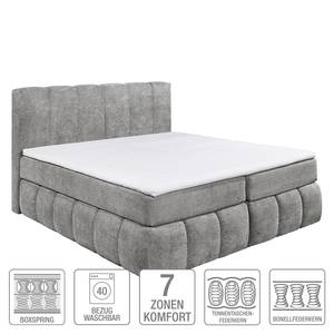 Lit boxspring Arville Microvelours - Gris clair
