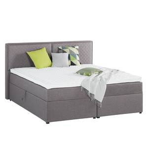 Gestoffeerd bed Asmara geweven stof - grijs - Grijs - 160 x 200cm - Met hoofdeinde