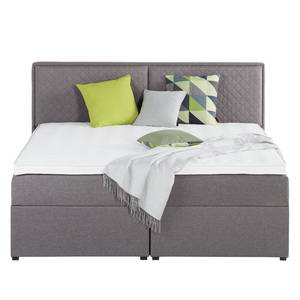 Gestoffeerd bed Asmara geweven stof - grijs - Grijs - 160 x 200cm - Met hoofdeinde