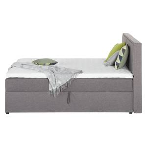 Gestoffeerd bed Asmara geweven stof - grijs - Grijs - 140 x 200cm - Met hoofdeinde