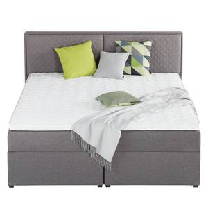 Gestoffeerd bed Asmara geweven stof - grijs - Grijs - 140 x 200cm - Met hoofdeinde