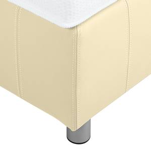 Lit boxspring Atlanta Cuir véritable Sans surmatelas - Beige - 140 x 200cm - D2 souple