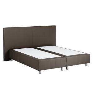 Lit boxspring Atlanta Cuir véritable Sans surmatelas - Marron - 140 x 200cm - D2 souple