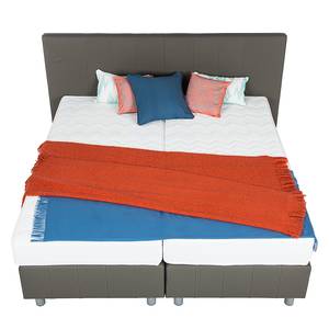 Boxspringbett Atlanta (Echtleder) Echtleder Ohne Topper - Grau - 140 x 200cm - H2