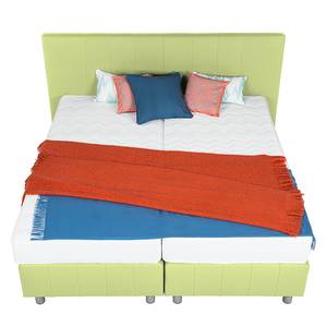 Lit boxspring Atlanta Cuir véritable Sans surmatelas - Vert clair - 140 x 200cm - D2 souple