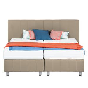 Lit boxspring Atlanta Cuir véritable Sans surmatelas - Limon - 140 x 200cm - D2 souple