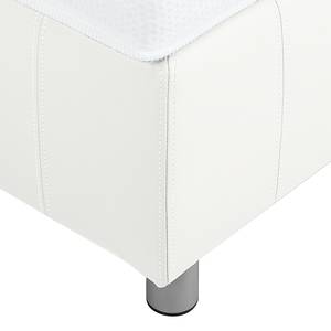 Lit boxspring Atlanta Cuir véritable Sans surmatelas - Blanc - 140 x 200cm - D2 souple