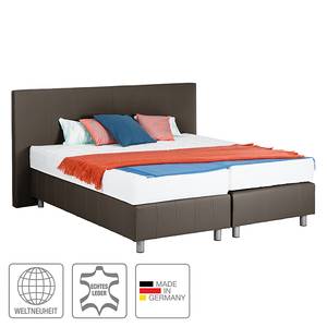 Boxspringbett Atlanta (Echtleder) Ohne Topper - Braun - 140 x 200cm - H3