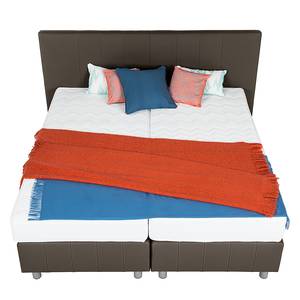 Boxspringbett Atlanta (Echtleder) Echtleder Ohne Topper - Braun - 140 x 200cm - H3