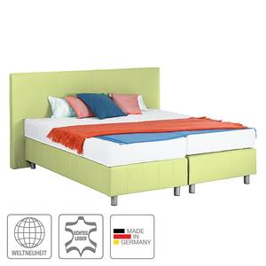 Boxspringbett Atlanta (Echtleder) Ohne Topper - Hellgrün - 140 x 200cm - H3