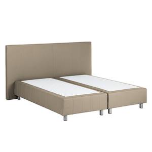 Boxspringbett Atlanta (Echtleder) Ohne Topper - Schlamm - 140 x 200cm - H3