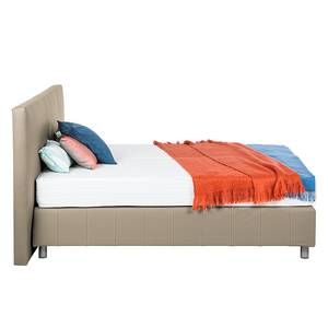 Lit boxspring Atlanta Cuir véritable Sans surmatelas - Limon - 140 x 200cm - D3 medium