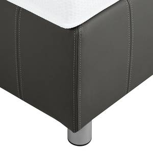 Lit boxspring Atlanta Cuir véritable Sans surmatelas - Noir - 140 x 200cm - D3 medium