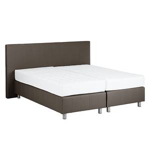 Lit boxspring Atlanta Cuir véritable Sans surmatelas - Marron - 160 x 200cm - D2 souple