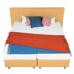 Boxspringbett Atlanta (Echtleder) Echtleder Ohne Topper - Gelb - 160 x 200cm - H2