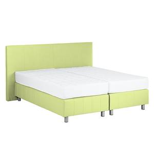 Boxspring Atlanta echt leer zonder topper - Lichtgroen - 160 x 200cm - H2 zacht