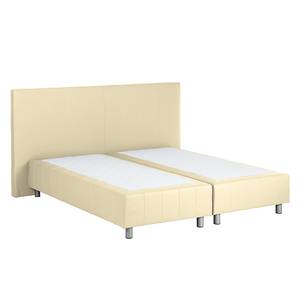 Lit boxspring Atlanta Cuir véritable Sans surmatelas - Beige - 200 x 200cm - D2 souple