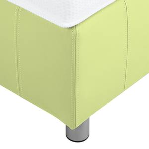 Lit boxspring Atlanta Cuir véritable Sans surmatelas - Vert clair - 200 x 200cm - D3 medium