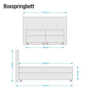 Boxspring Atlanta echt leer zonder topper - Beige - 140 x 200cm - H2 zacht