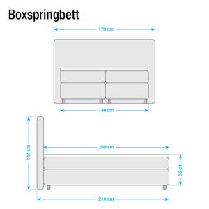 Boxspring Atlanta echt leer zonder topper - Wit - 140 x 200cm - H2 zacht