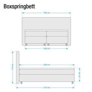 Boxspringbett Atlanta (Echtleder) Ohne Topper - Gelb - 160 x 200cm - H2