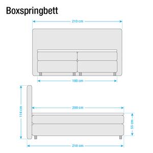 Lit boxspring Atlanta Cuir véritable Sans surmatelas - Gris - 180 x 200cm - D2 souple