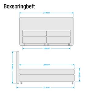 Boxspringbett Atlanta (Echtleder) Echtleder Ohne Topper - Weiß - 180 x 200cm - H2