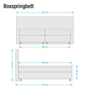 Lit boxspring Atlanta Cuir véritable Sans surmatelas - Vert clair - 200 x 200cm - D2 souple