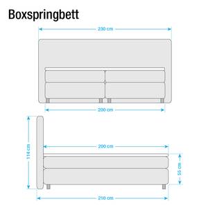 Lit boxspring Atlanta Cuir véritable Sans surmatelas - Beige - 200 x 200cm - D3 medium