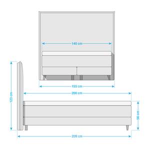 Lit boxspring Avellino I Tissu - Tissu Meara: Gris - 140 x 200cm - D2 souple