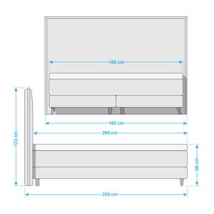 Lit boxspring Avellino I Tissu - Tissu Meara: Boue - 180 x 200cm - D2 souple