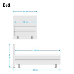 Boxspringbett Baila Webstoff - Limettengrün - 100 x 200cm - Bonellfederkernmatratze - H2