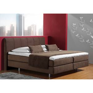 Lit boxspring Baila Tissu - Marron chocolat - 100 x 200cm - Matelas à ressorts Bonnell - D2 souple