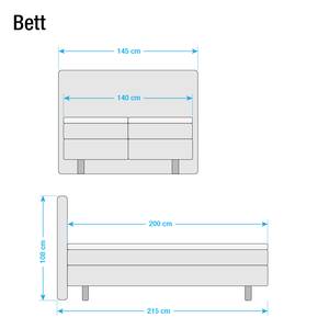 Boxspringbett Baila Webstoff - Anthrazit - 140 x 200cm - Bonellfederkernmatratze - H2