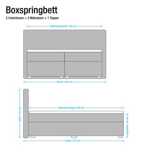 Lit boxspring Ramona V Tissu - Marron - 180 x 200cm