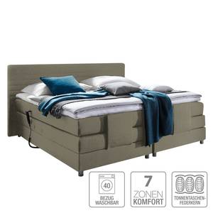 Lit boxspring Belaja Surmatelas inclus - Tissu - Marron clair