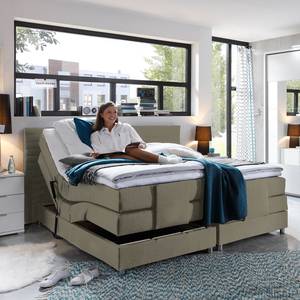 Lit boxspring Belaja Surematelas inclus - Tissu - Marron clair