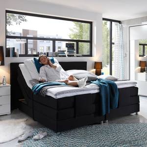 Letto boxspring Belaja Incluso Topper Tessuto - Nero